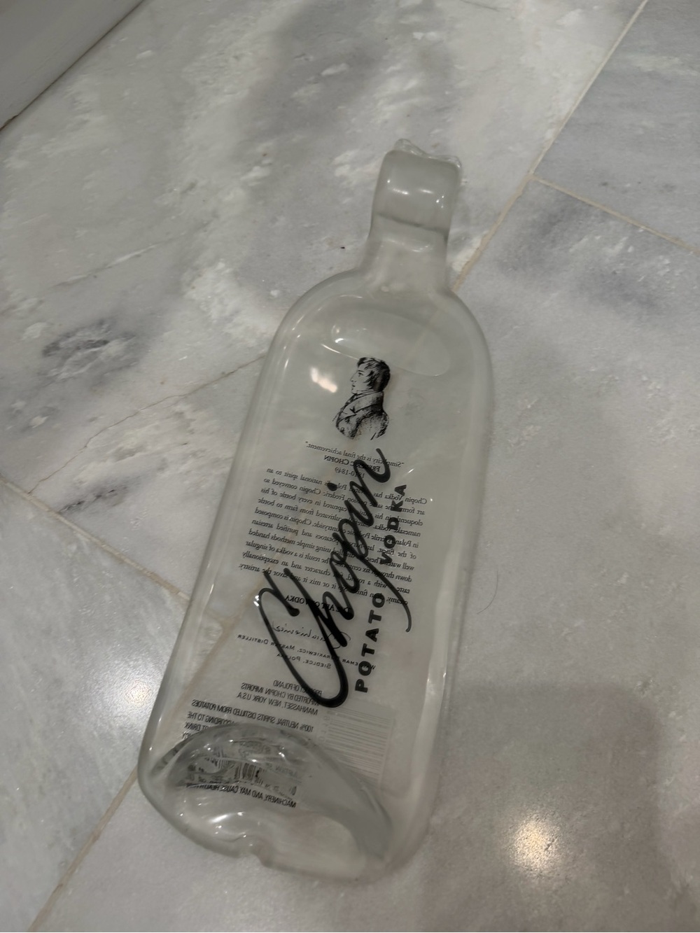 Clear Chopin Vodka Bottle Serving Tray Spoon Rest Decor